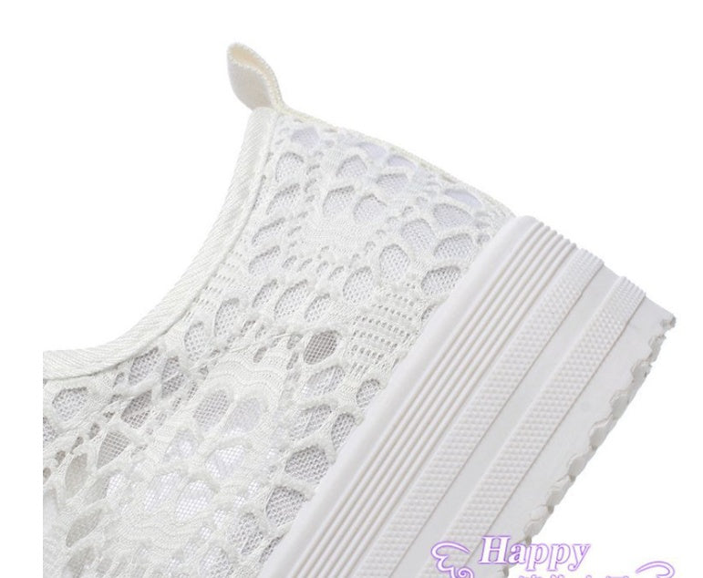 White Canvas Women’s Daddy Shoes Rubber Sole Sizes 35-43