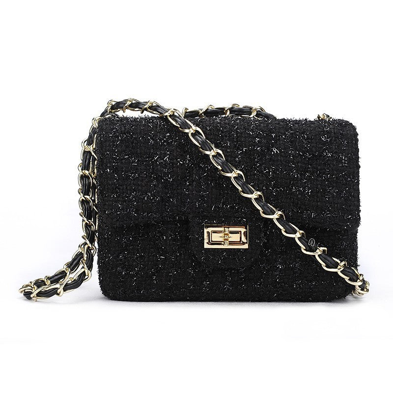 Woolen One-Shoulder Chain Messenger Bag