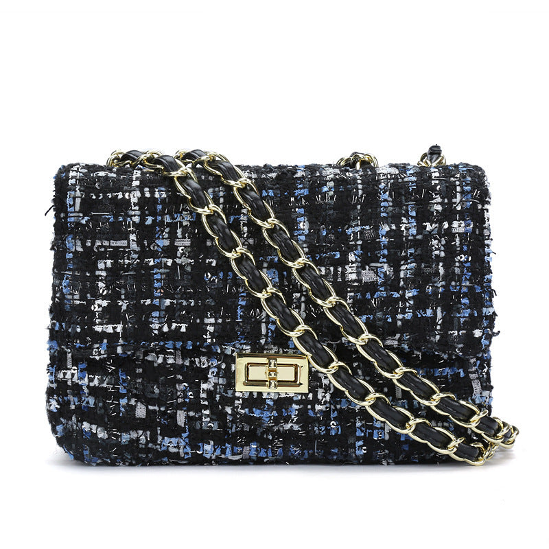 Woolen One-Shoulder Chain Messenger Bag