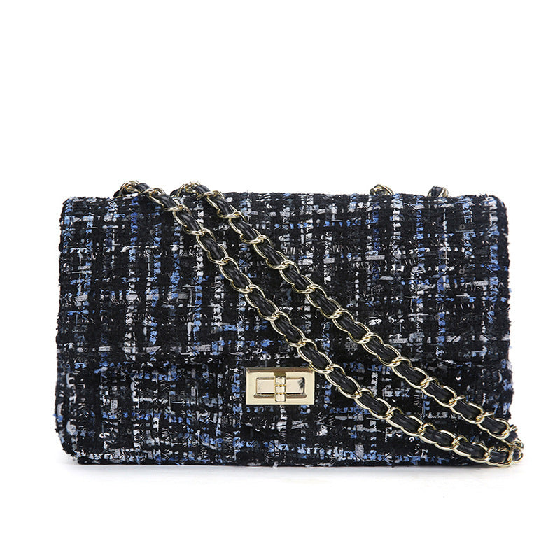 Woolen One-Shoulder Chain Messenger Bag