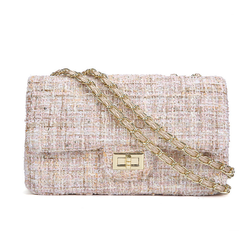 Woolen One-Shoulder Chain Messenger Bag