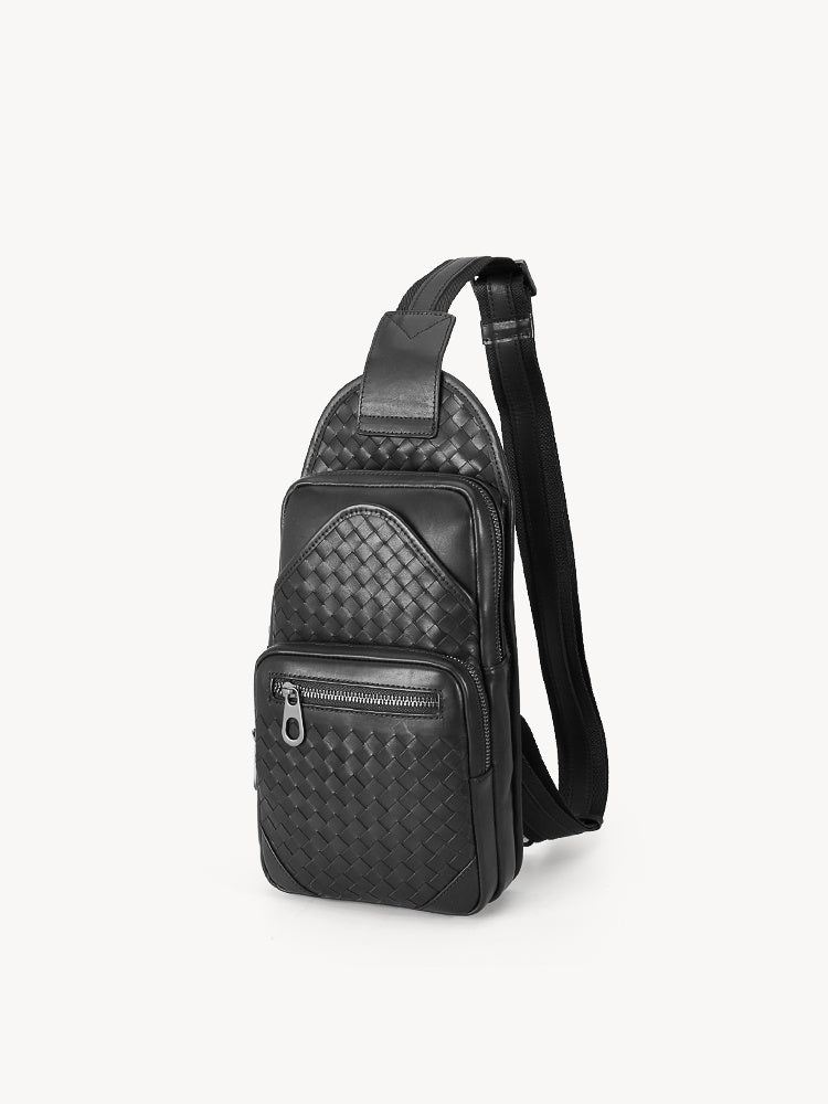 Waxed Cowhide Leather Chest Bag for Men