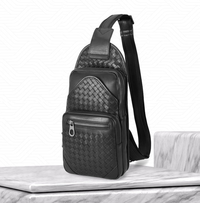 Waxed Cowhide Leather Chest Bag for Men