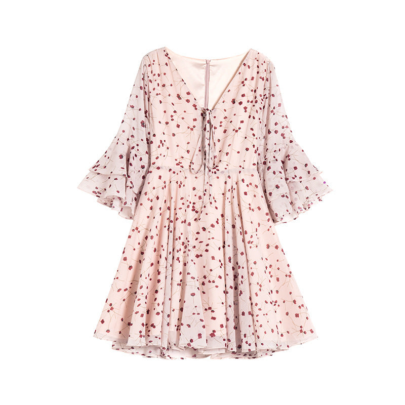 New Floral Chiffon A-Line Dress Small Sukol Girl Sweet