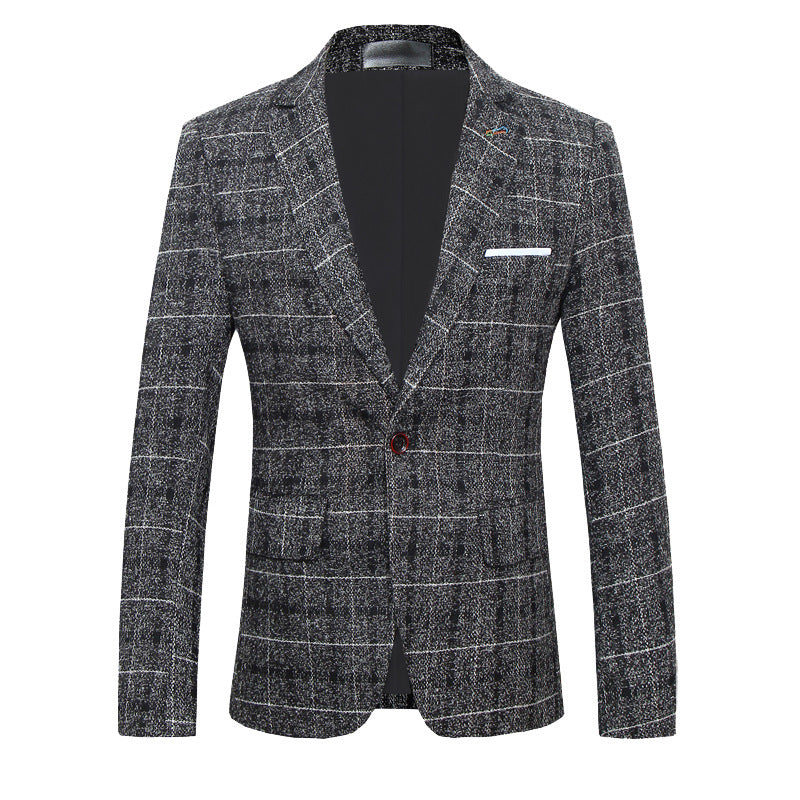 Men's Slim-Fit Plaid Suits in Black, Ginger Yellow & Royal Blue