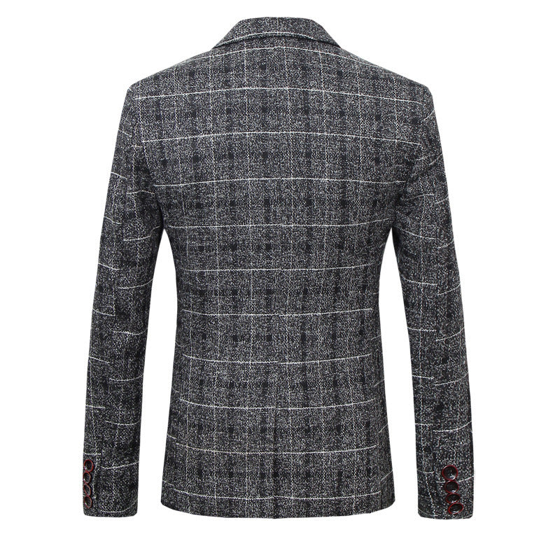 Men's Slim-Fit Plaid Suits in Black, Ginger Yellow & Royal Blue