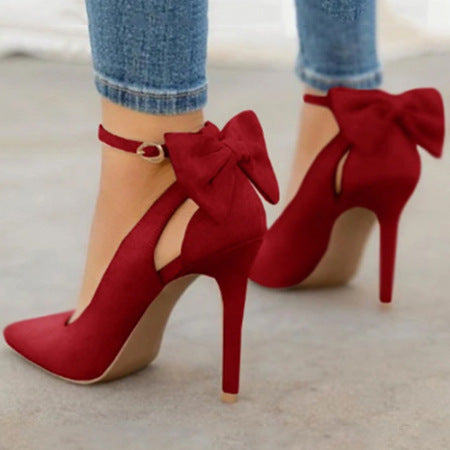 Bow Pointed Toe Super High Heel Sandals