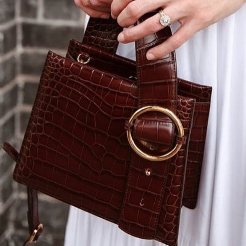 PU Leather Ladies Small Shoulder Bag with Hard Handle