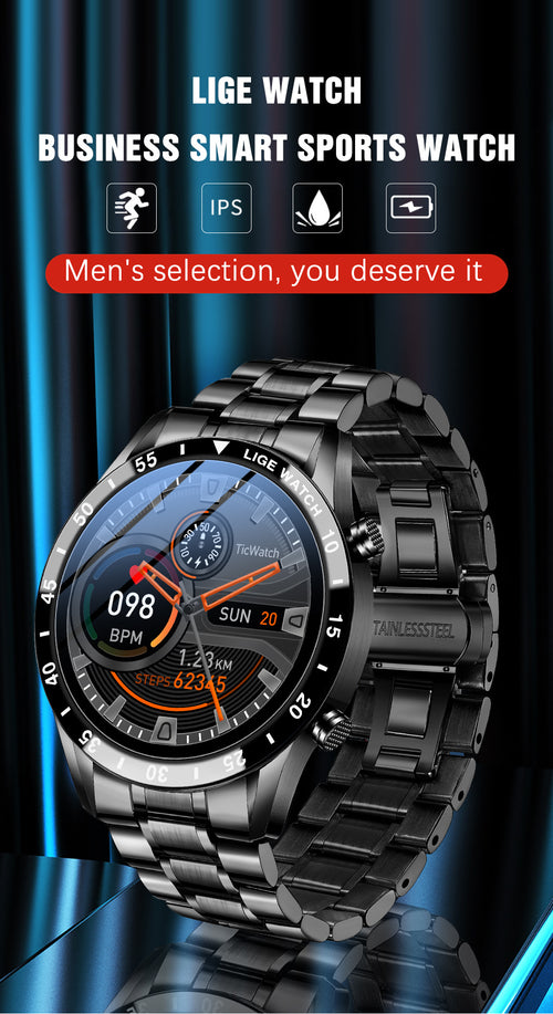 Montre connectée Lige 1,3" avec surveillance de la santé et design étanche
