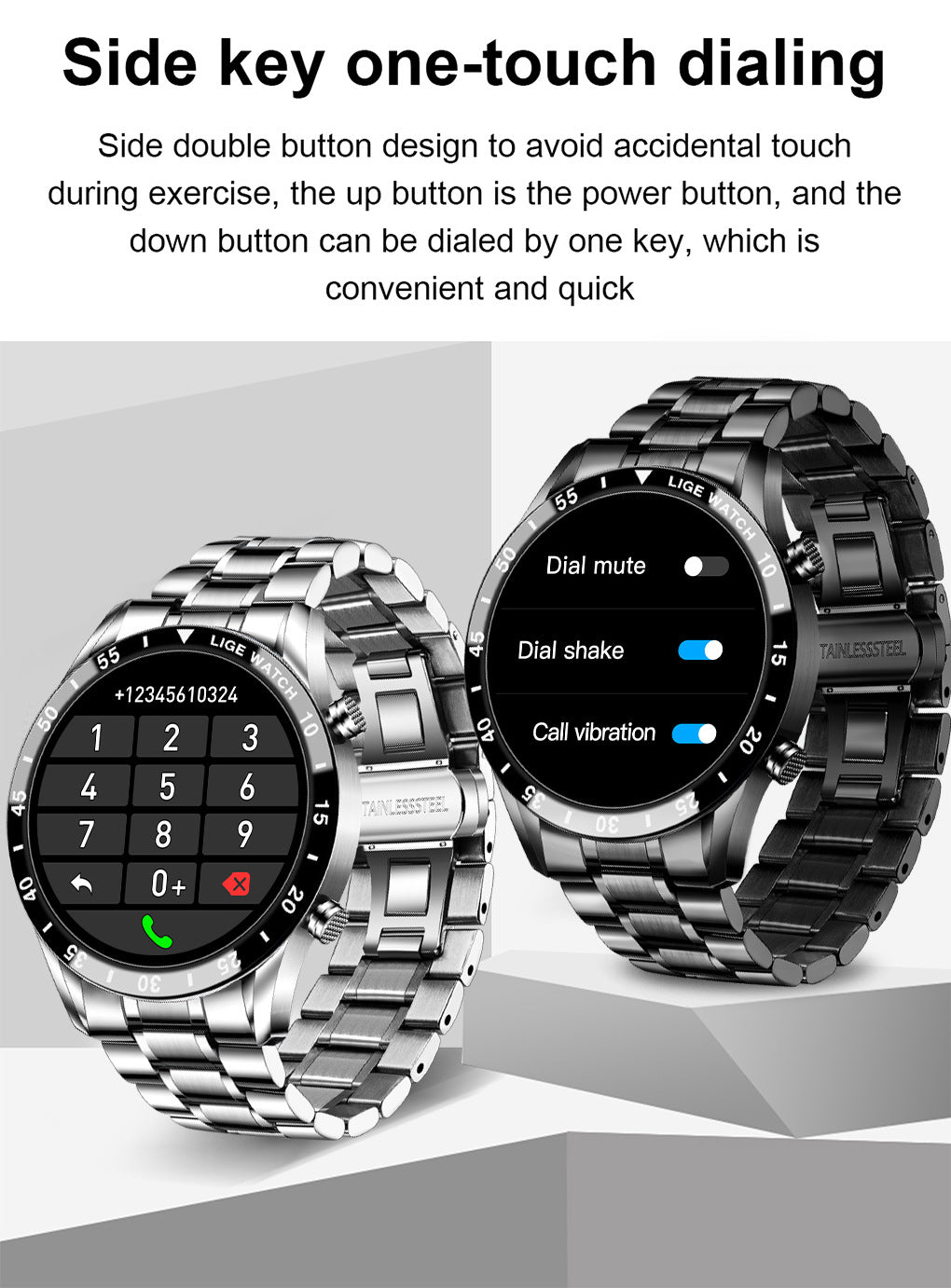 Lige 1.3" Smart Watch with Health Monitoring & Waterproof Design