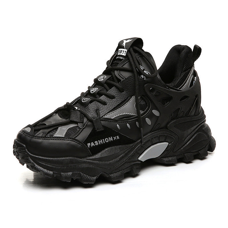 Chaussures homme décontractées à lacets avec semelle épaisse et tige en maille PU