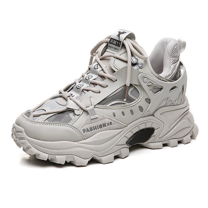 Chaussures homme décontractées à lacets avec semelle épaisse et tige en maille PU