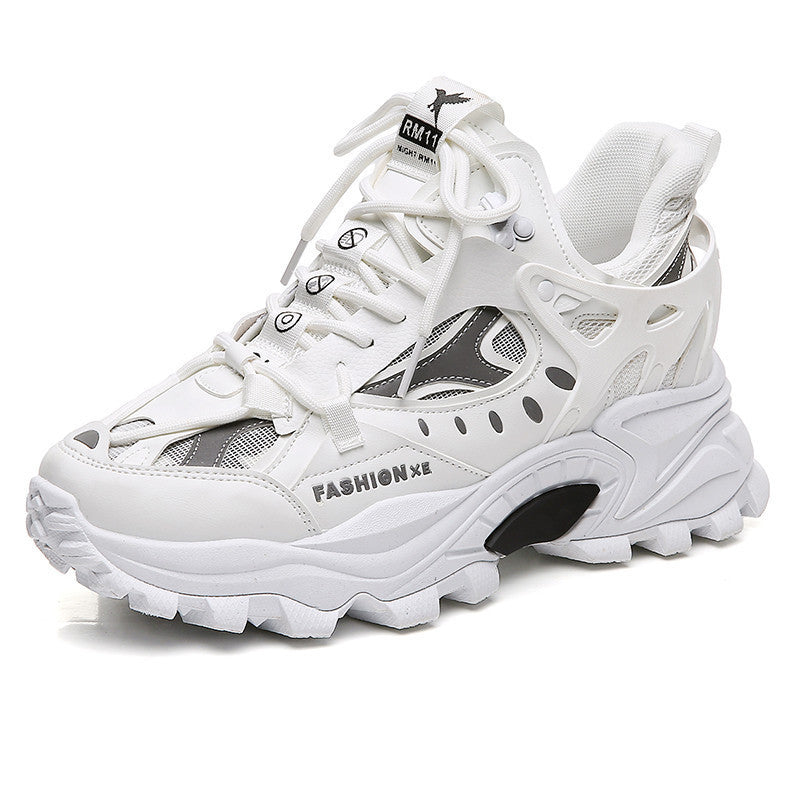 Chaussures homme décontractées à lacets avec semelle épaisse et tige en maille PU