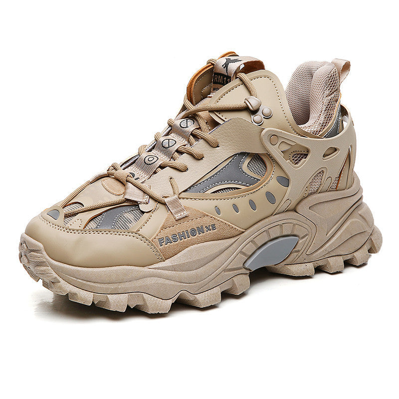Chaussures homme décontractées à lacets avec semelle épaisse et tige en maille PU