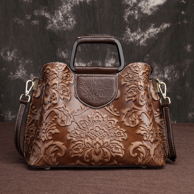 Sac bandoulière de taille moyenne en cuir de vache véritable