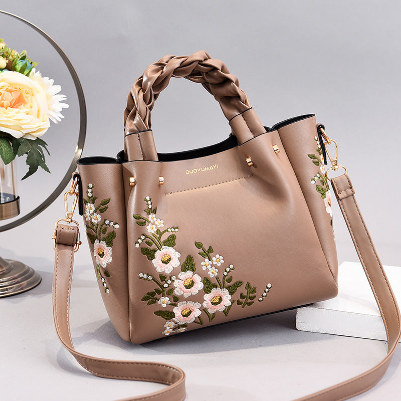 PU Leather Medium Tote Bag for Women Shoulder Crossbody Shopping Handbag