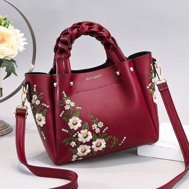 PU Leather Medium Tote Bag for Women Shoulder Crossbody Shopping Handbag