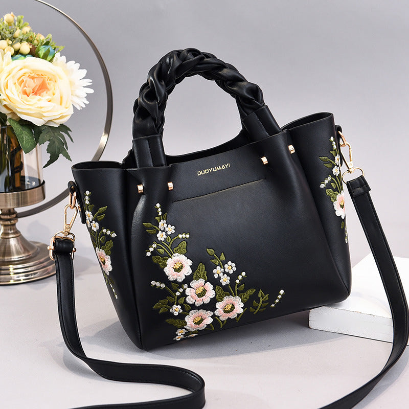 PU Leather Medium Tote Bag for Women Shoulder Crossbody Shopping Handbag