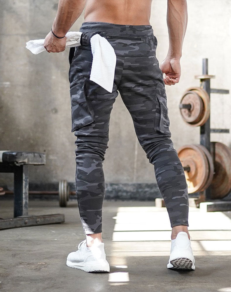 Men's Sports Fitness Trousers with Hanging Towel Pocket