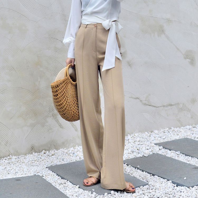 Loose Slim Straight High-Waist Zipper Casual Suit Pants