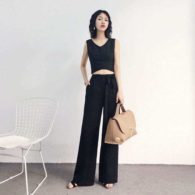 Loose Slim Straight High-Waist Zipper Casual Suit Pants