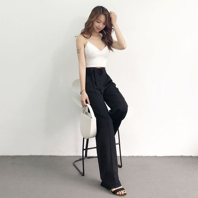 Loose Slim Straight High-Waist Zipper Casual Suit Pants