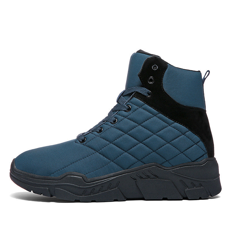 Waterproof High Top Snow Boots with Velvet Lining, Wear-Resistant Hiking Shoes for Men