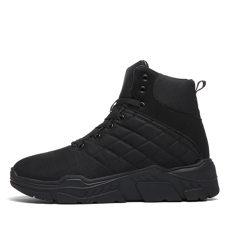 Waterproof High Top Snow Boots with Velvet Lining, Wear-Resistant Hiking Shoes for Men