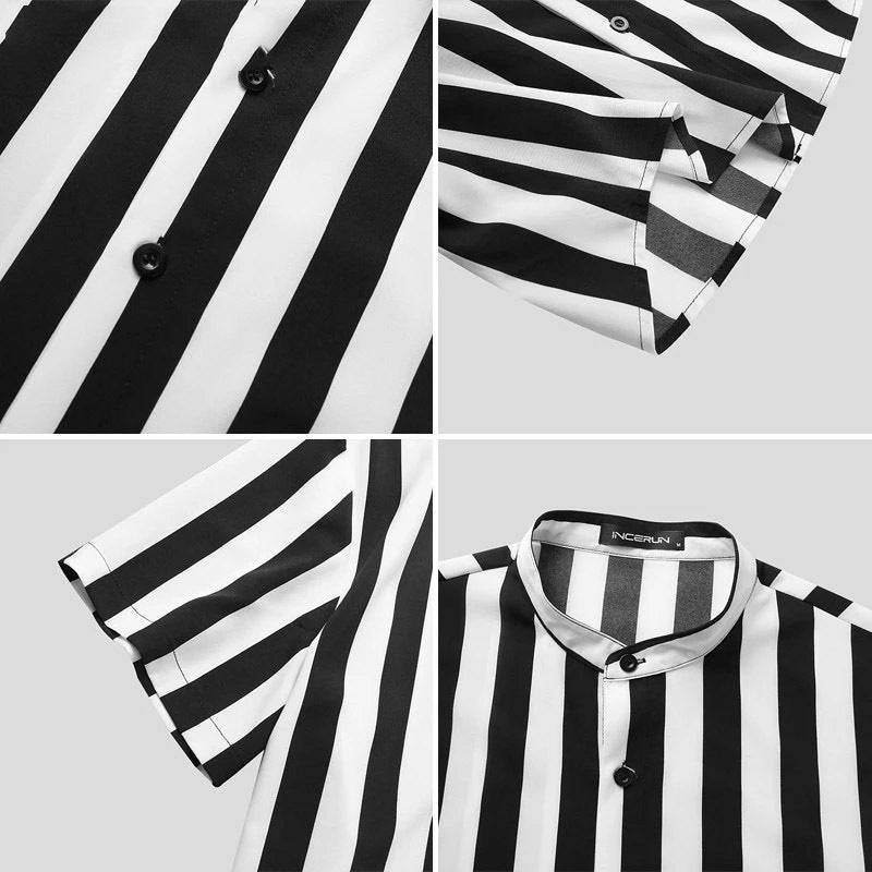 Youth Slim-Fit Striped Cotton Lapel Shirt