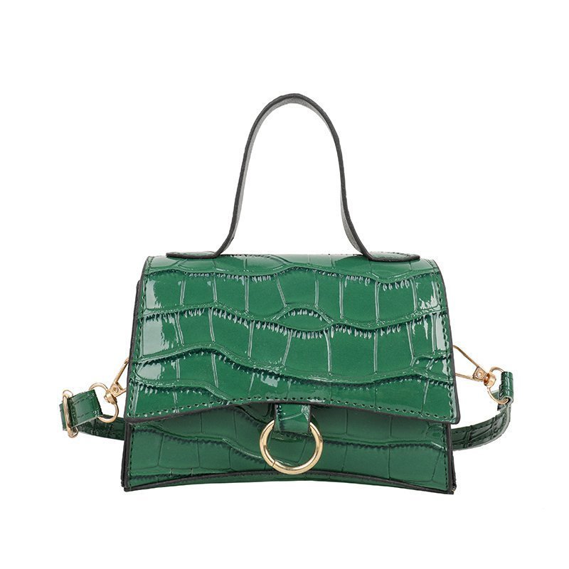 Petit sac messager à bandoulière unique motif crocodile noir