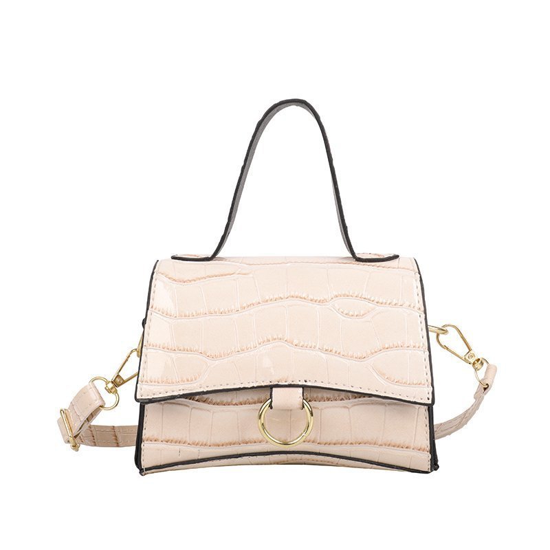 Petit sac messager à bandoulière unique motif crocodile noir
