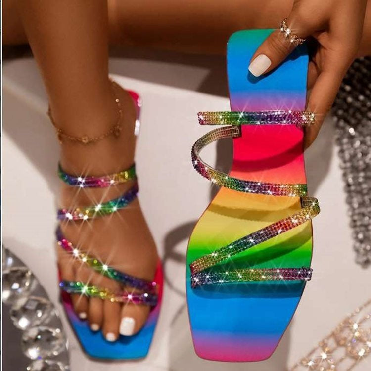 Women's Rhinestone Flat Flip-Flop Sandals