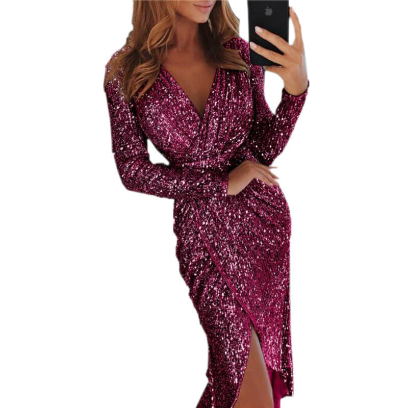 Women’s Long-Sleeve Bronzing Bodycon Dress