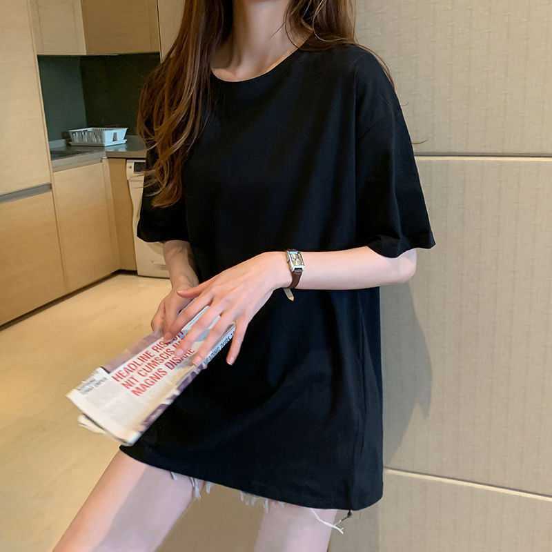 Pure White Loose Opaque Polyester T-Shirt with Multicolor Top