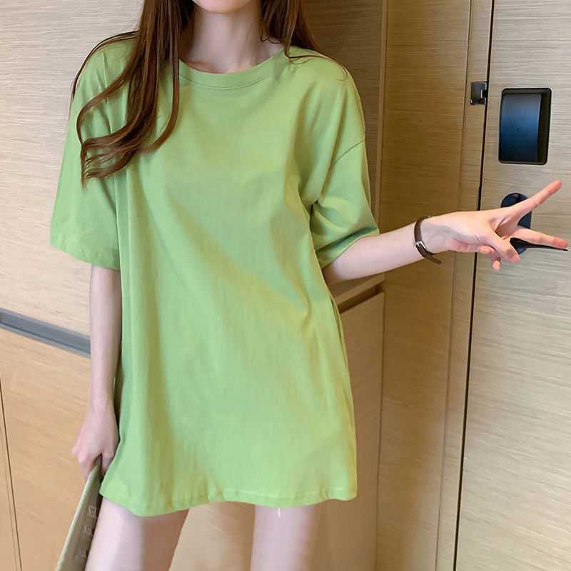 Pure White Loose Opaque Polyester T-Shirt with Multicolor Top