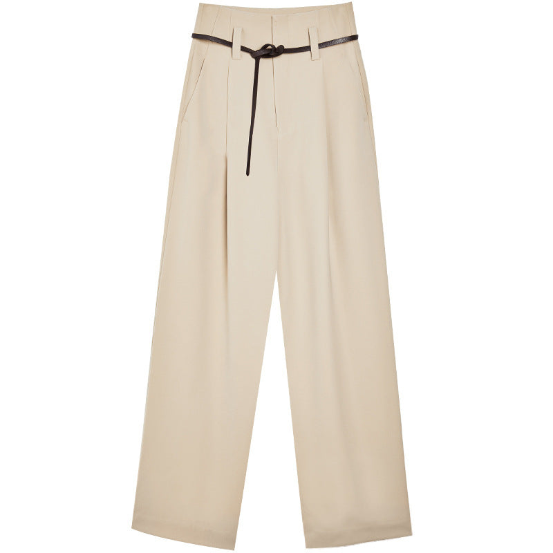 Pantalon décontracté taille haute, coupe large et ajustée