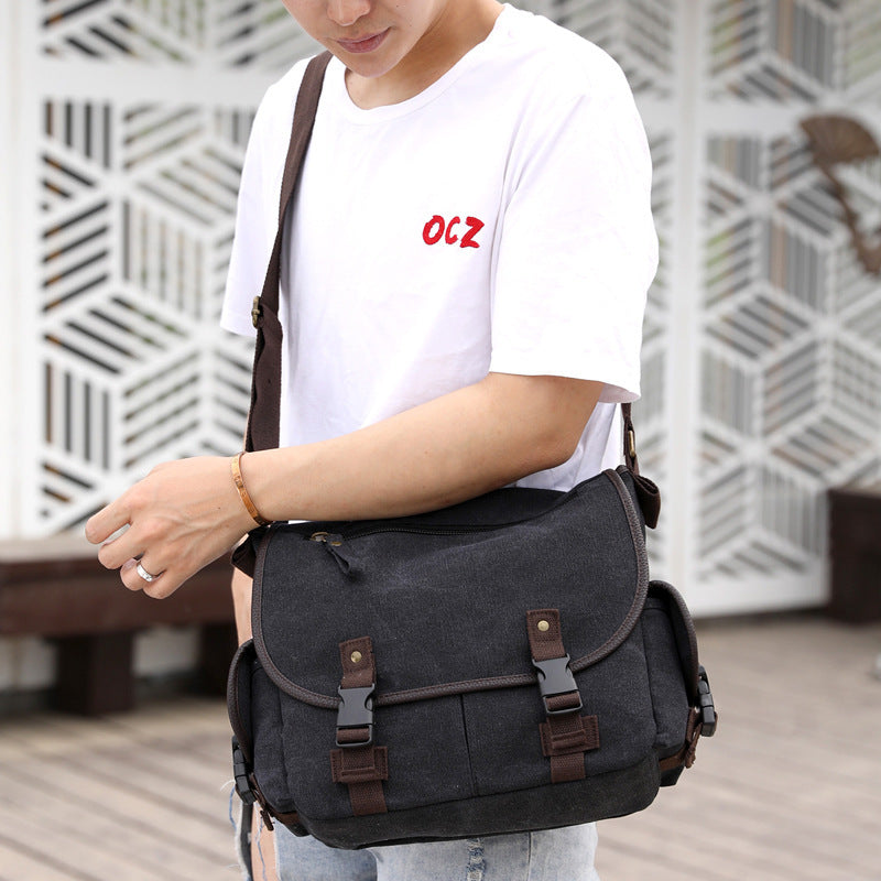 Sac à bandoulière en toile pour homme, décontracté, multifonctionnel, taille moyenne