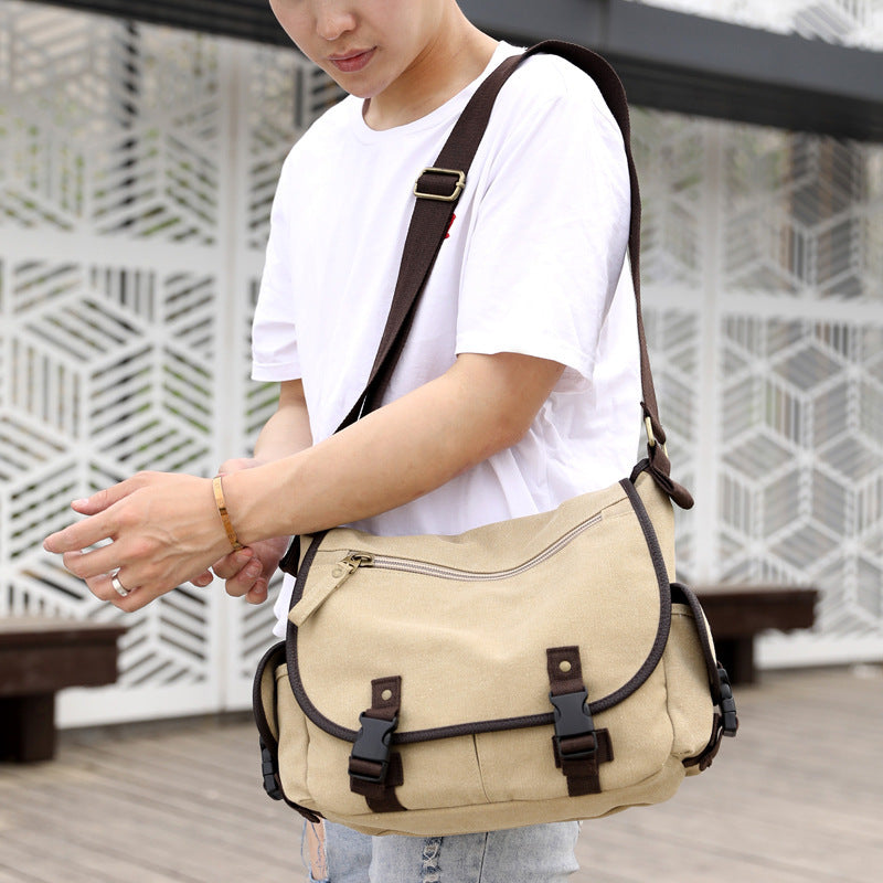 Sac à bandoulière en toile pour homme, décontracté, multifonctionnel, taille moyenne