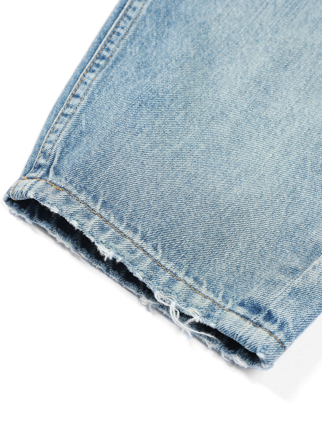 Light Blue Washed Micro-Elastic Frayed Cropped Jeans Men Mid Waist