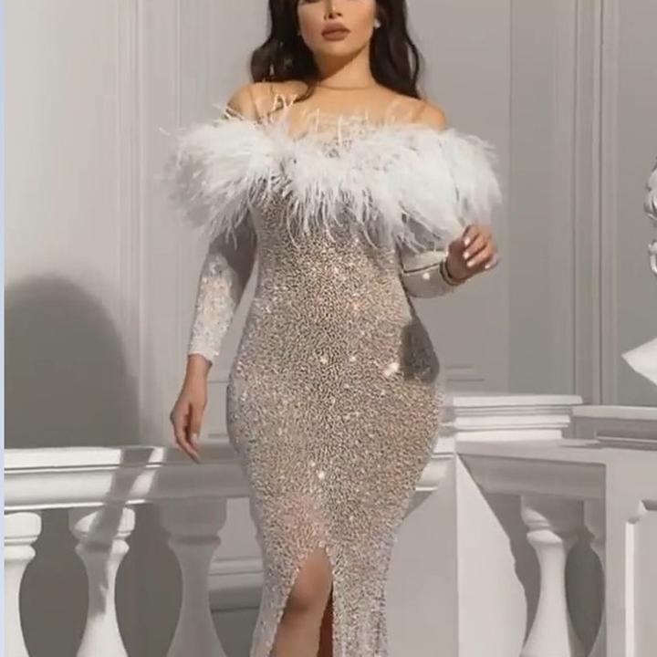 Sexy Silver Sequin Bandage Party Dress for Ladies S-XXL