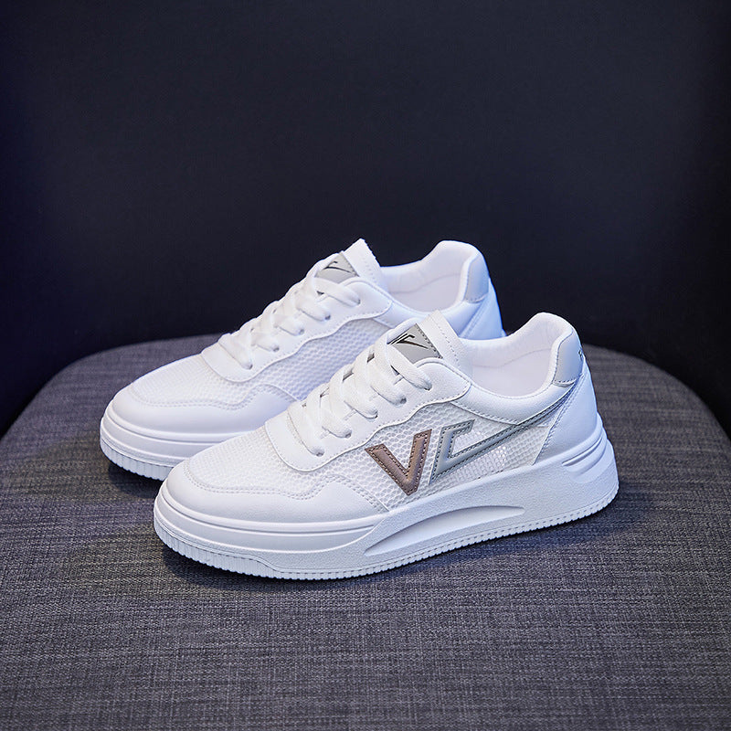 Breathable Platform Mesh Shoes for Women - White, Blue, Gray, Sizes 35-40