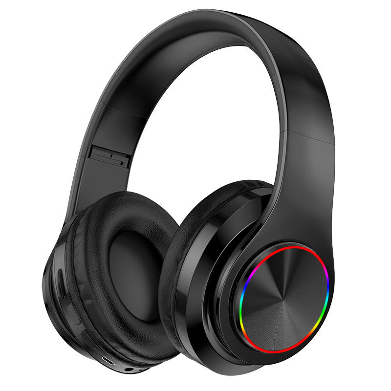 Casque de jeu Bluetooth sans fil à LED avec carte TF et lumières respiratoires colorées