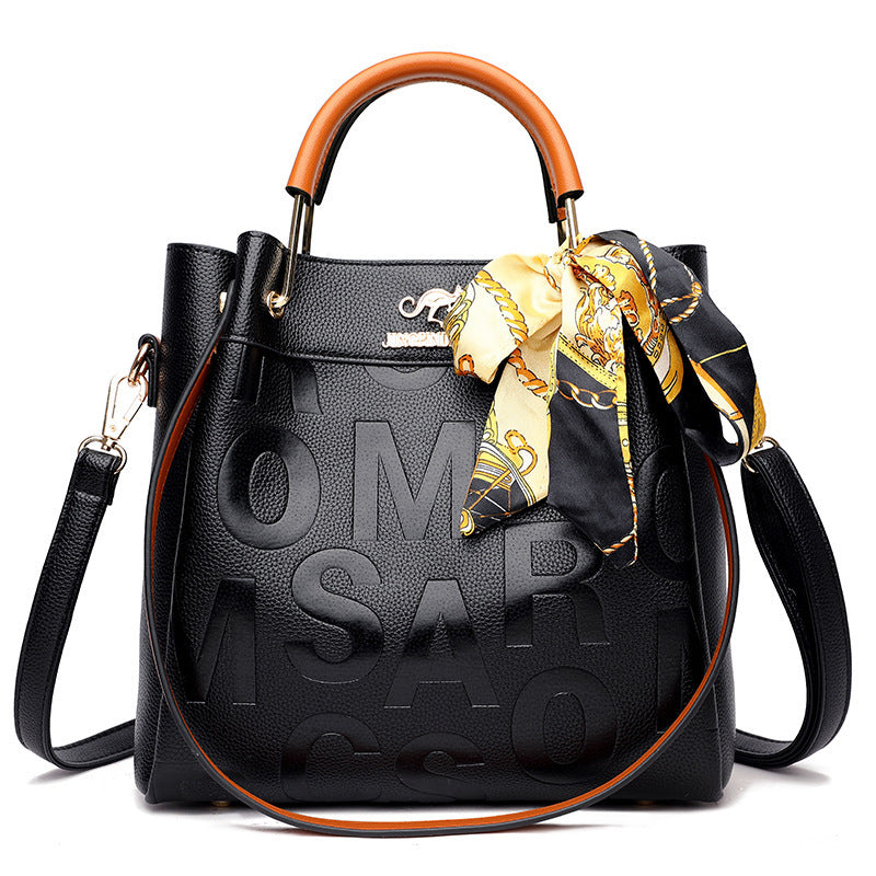 Western Style Soft Embossed PU Leather Shoulder Bag Medium Tote