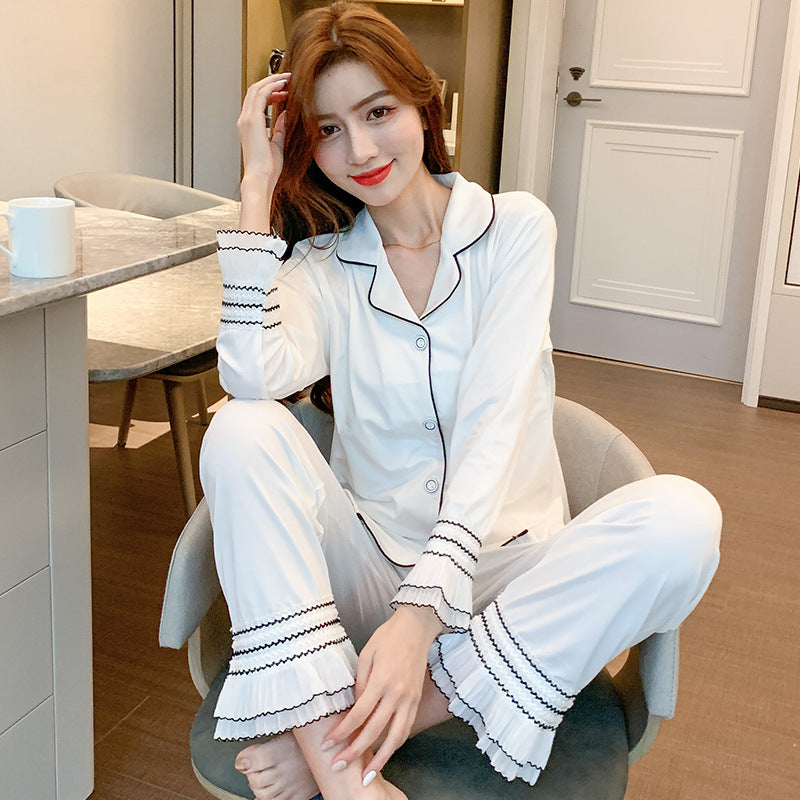 Milk Silk White Lace Cardigan Pajamas