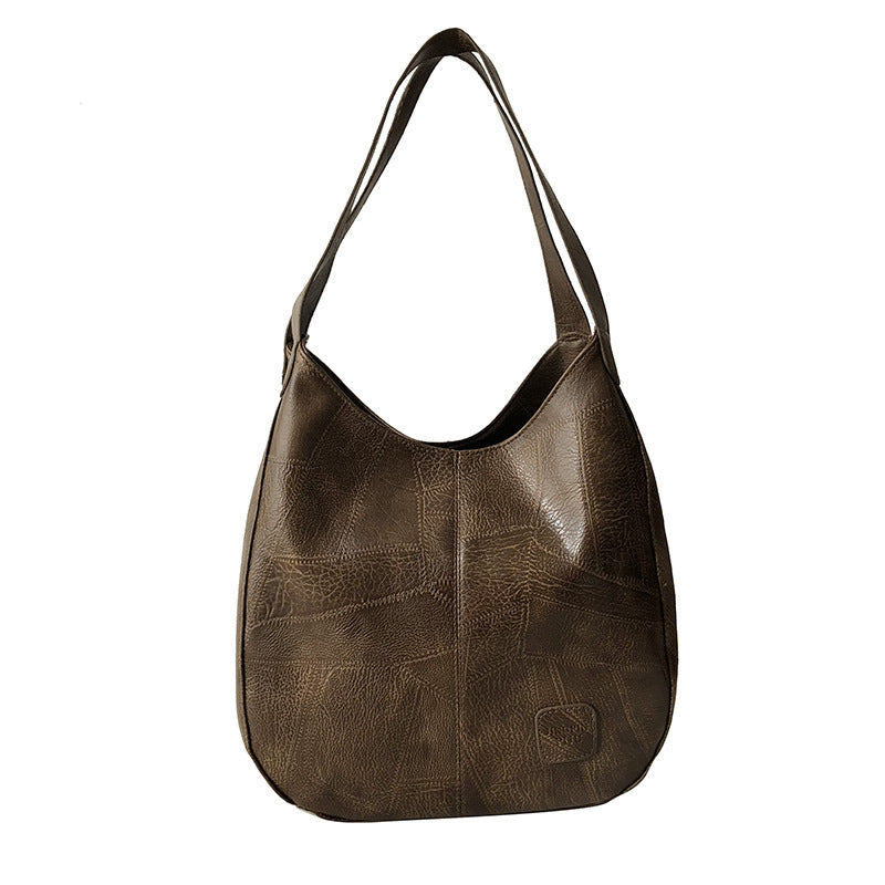 Vintage Women's Large PU Handbags with Zipper & Hasp Closure