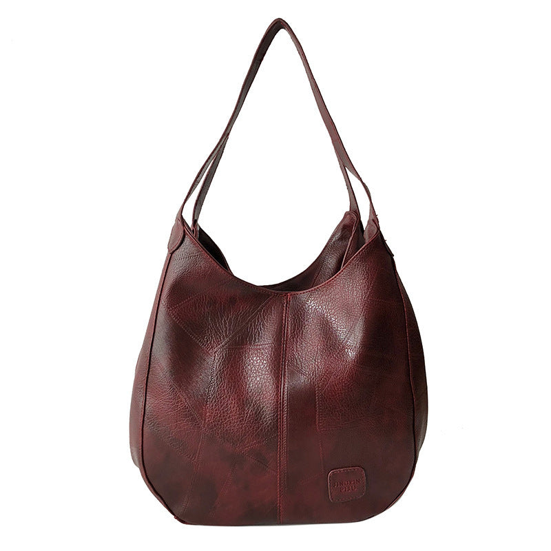 Vintage Women's Large PU Handbags with Zipper & Hasp Closure