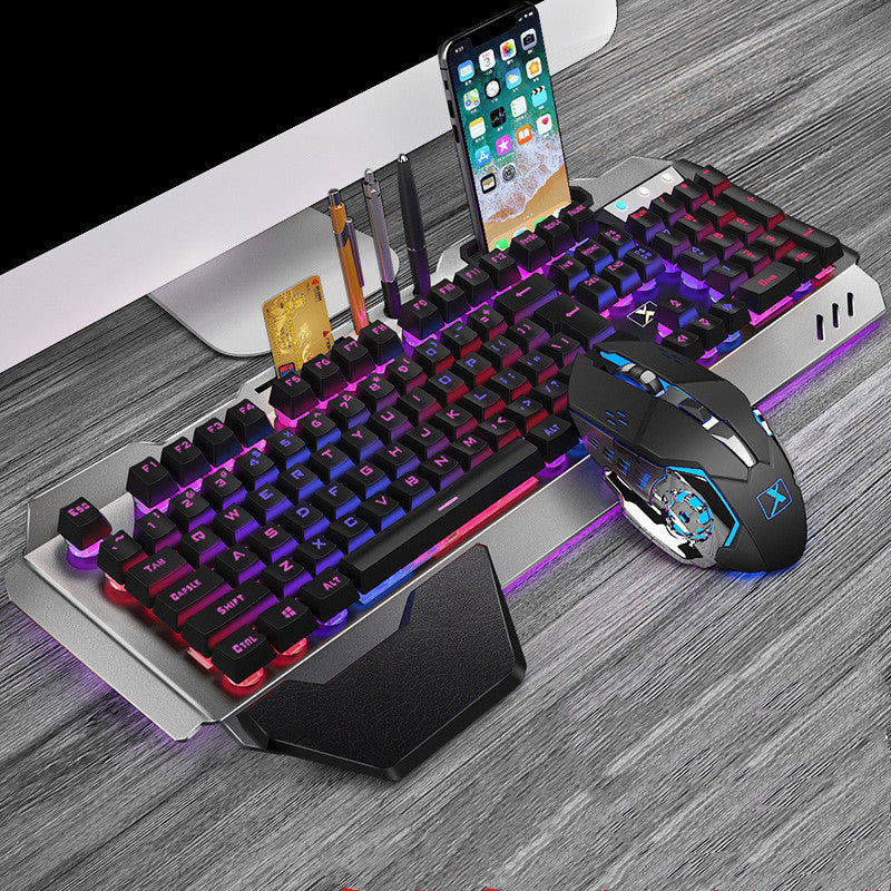 Rechargeable Wireless Keyboard and Mouse Set with USB Optical Mouse 2400DPI