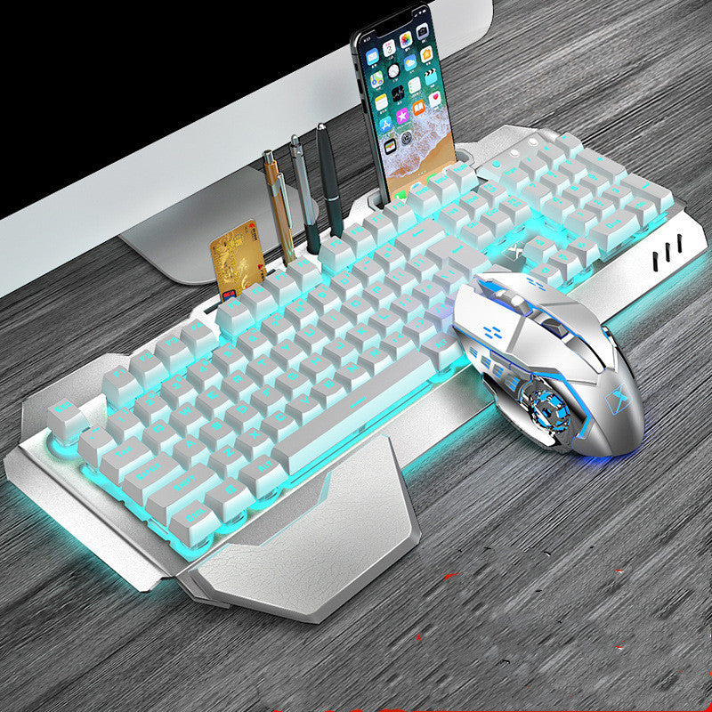 Rechargeable Wireless Keyboard and Mouse Set with USB Optical Mouse 2400DPI
