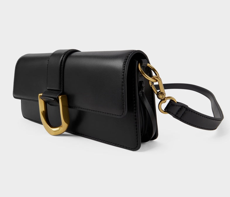 Elegant Horseshoe Buckle Baguette Underarm Bag – Red, Pink, Black Options