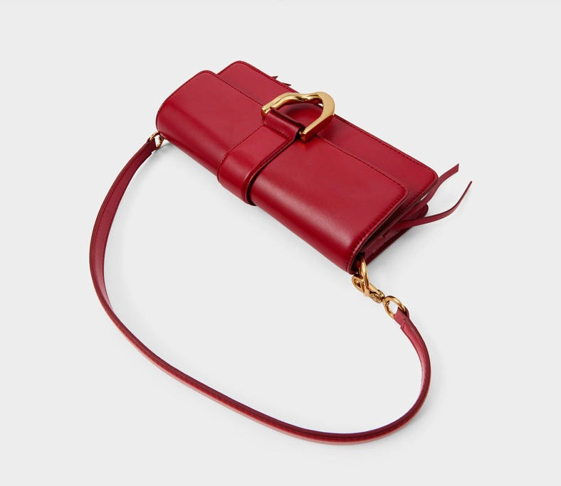 Elegant Horseshoe Buckle Baguette Underarm Bag – Red, Pink, Black Options